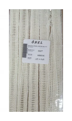 Dantel Polyester Güpür Bant Krem 15 Metre En 3 cm ON-1627-KR