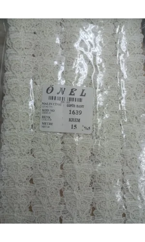 Dantel Polyester Güpür Bant Krem 15 Metre En 6 cm ON-1639-KR