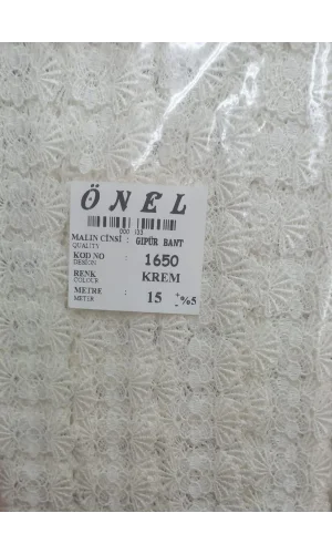 Dantel Polyester Güpür Bant Krem 15 Metre En 6 cm ON-1650-KR