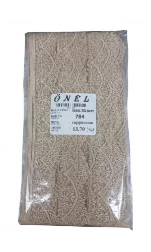Dantel Polyester Sanal Tül Bant Cappucino 13,70 Metre En 6 cm ON-784-C