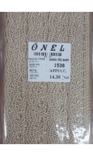 Dantel Polyester Sanal Tül Bant Cappucino 14,30 Metre En 6 cm ON-1538-C