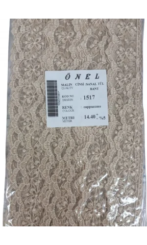 Dantel Polyester Sanal Tül Bant Cappucino 14,40 Metre En 3 cm ON-1517-C
