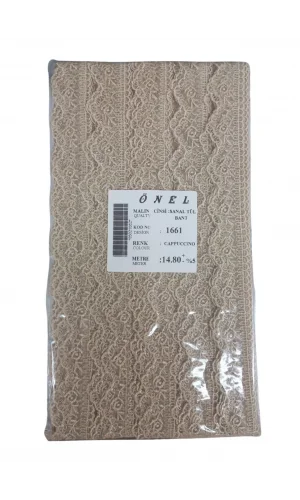 Dantel Polyester Sanal Tül Bant Cappucino 14,80 Metre En 6 cm ON-1661-C