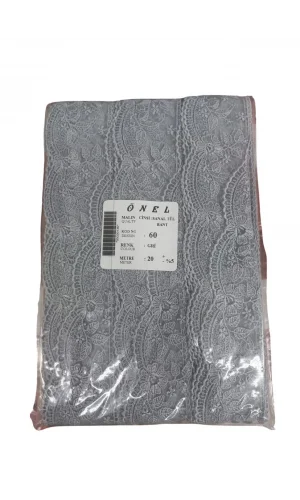 Dantel Polyester Sanal Tül Bant Gri 20 Metre En 6 cm ON-60-G