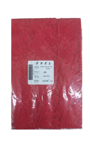 Dantel Polyester Sanal Tül Bant Kırmızı 14,60 Metre En 6 cm ON-60-K