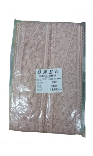 Dantel Polyester Sanal Tül Bant Pudra 14,80 Metre En 6 cm ON-697-PU