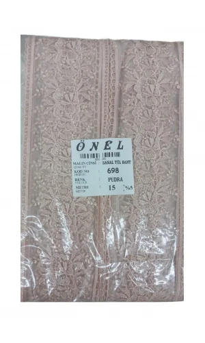 Dantel Polyester Sanal Tül Bant Pudra 15 Metre En 6 cm ON-698-PU