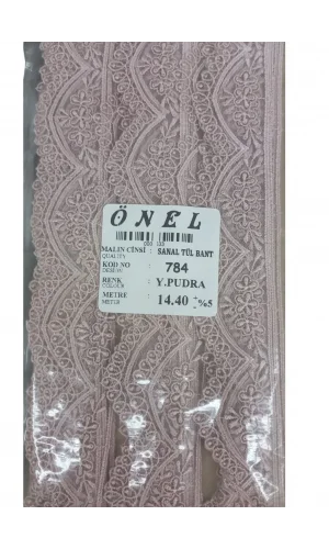 Dantel Polyester Sanal Tül Bant Y.Pudra 14,40 Metre En 3 cm ON-784-PU