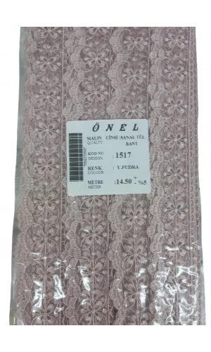 Dantel Polyester Sanal Tül Bant Y.Pudra 14,50 Metre En 3 cm ON-1517-PU