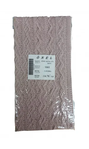 Dantel Polyester Sanal Tül Bant Y.Pudra 14,70 Metre En 6 cm ON-1661-PU