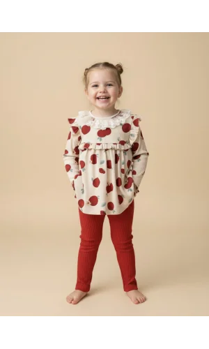 Dantelli Yaka Elma Baskılı Takı