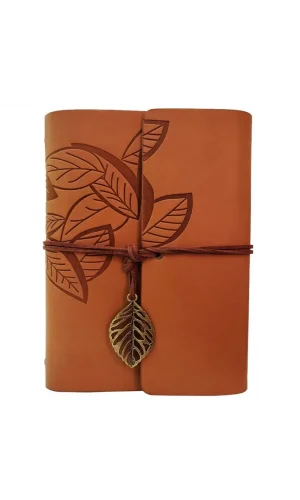 Deri Yaprak Desenli Defter