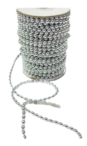 Dikilebilir Sıralı İnci Tekli En 1 cm Gümüş 1 Metre