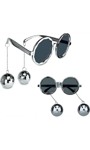 Disko Toplu Küpeli Parti Gözlüğü Gümüş Renk