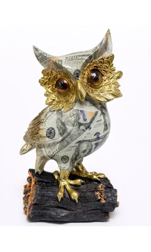 Dolar Baskılı Özel Tasarım Polyester Baykuş - 17x10 cm