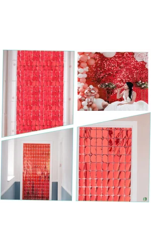 Kırmızı Disko Dikdörtgen Kesim Kapı Perdesi