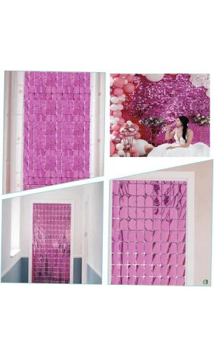 Rose Gold Disko Dikdörtgen Kesim Kapı Perdesi