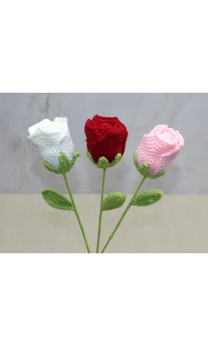 El Örgüsü Tekli Gül Gonca