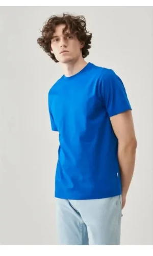 Erkek 24/1 Düz A Kalite Oversize T-shirt - Mavi