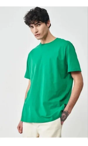 Erkek 24/1 Düz A Kalite Oversize T-shirt - Yeşil