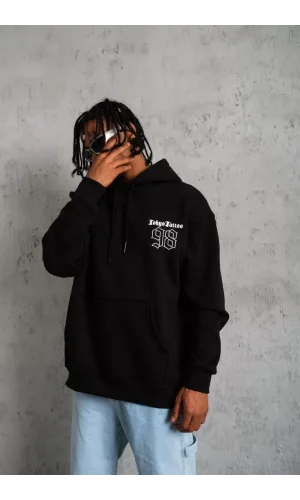 Erkek 98 Baskılı Kapşonlu Sweat - Siyah