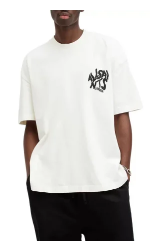 Erkek Baskılı Oversize T-shirt - Beyaz