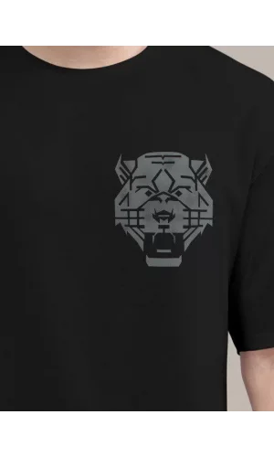 Erkek Baskılı Oversize T-shirt - Siyah
