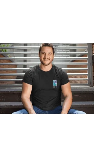 Erkek Bisiklet Yaka Baskılı Oversize T-Shirt - Siyah