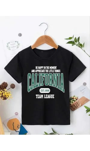 Erkek Çocuk Baskılı T-Shirt - Siyah