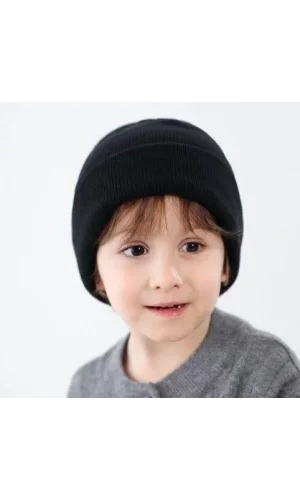 Erkek Çocuk Katlamalı Basic Bere - Siyah