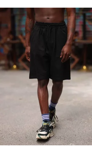 Erkek İki İplik Cepli Şort - Siyah