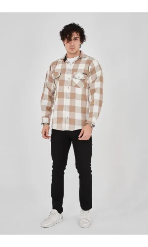 Erkek Oduncu Gömlek - Bej