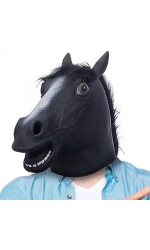 Gerçekçi At Kafası Maskesi Siyah Renk