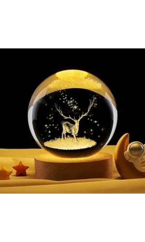 Geyik Tasarımlı USBli Cam Küre