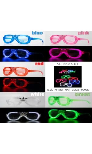 Glow Model Led Işıklı Parti Gözlüğü 5 Adet