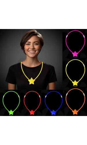 Karanlıkta Yanan Glow Stick Yıldız Kolye - 6 Adet