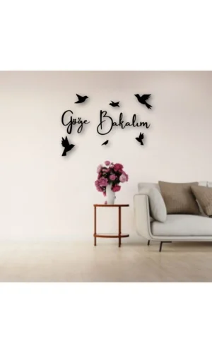 Göğe Bakalım Yazılı Ahşap Tablo