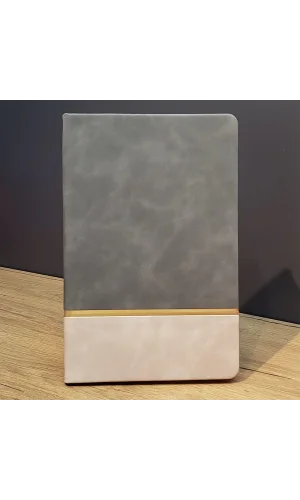 Gri Gold Detaylı Deri Hatıra Defteri