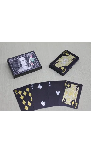 Gümüş Dolar Tasarımlı Siyah İskambil Oyun Kartı