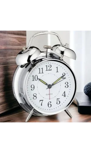 Gümüş Renk Metal Çalar Masa Saati