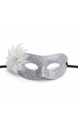 Gümüş Simli Tüylü Balo Maskesi