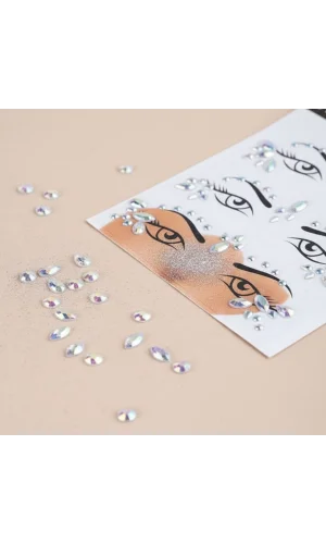 Gümüş Taşlı Makyaj Yüz Süsü