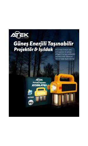 Güneş Enerjili Taşınabilir Projektör Işıldak