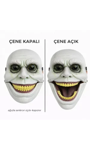 Hareketli Çene Mekanizmalı Yeşil Korku Maskesi