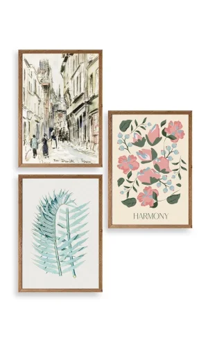 Harmony Üçlü Ahşap Çerçeveli Tablo