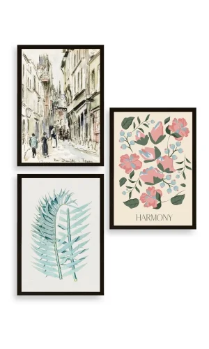 Harmony Üçlü Ahşap Çerçeveli Tablo