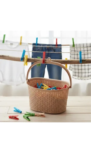 Hasır Görünümlü Mandal Sepeti