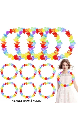 Hawaii Çiçekli Boyun Kolyesi 12 Adet