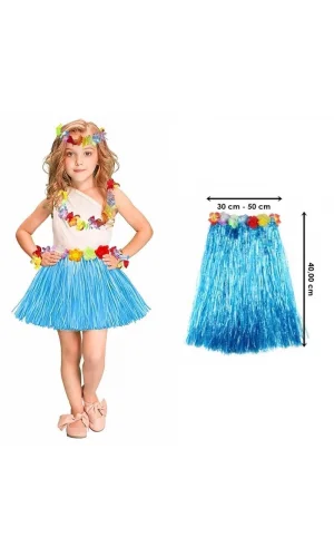 Hawaii Hula Eteği Mavi Renk 40 cm