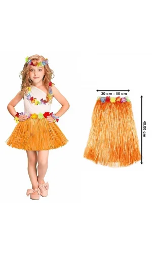 Hawaii Hula Eteği Turuncu Renk 40 cm